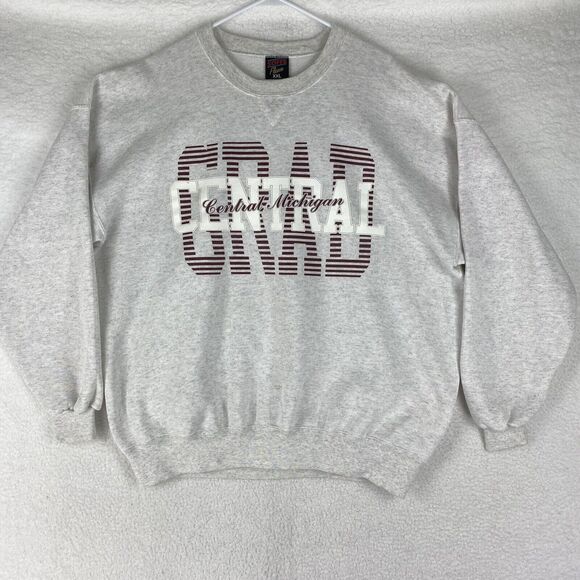 Vintage Central Michigan University Sweatshirt Mens Size XXL Gray GRAD Soffe USA - Picture 1 of 16